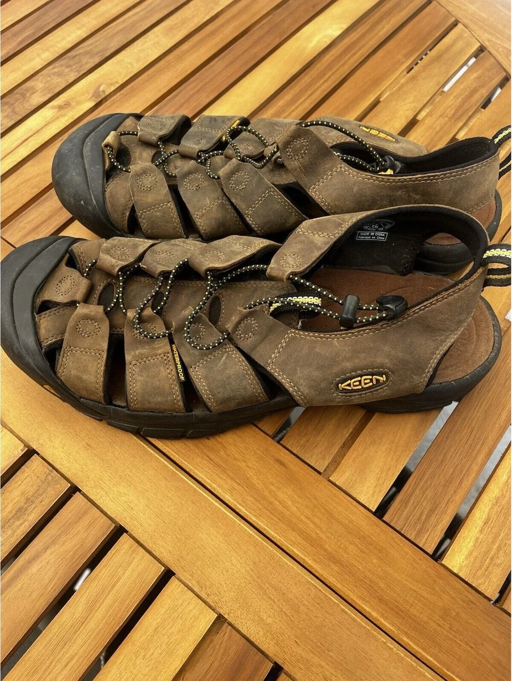 Keen Sandals Size 14 Bison Leather Waterproof Hiking Fisherman 110220-BISN Brown